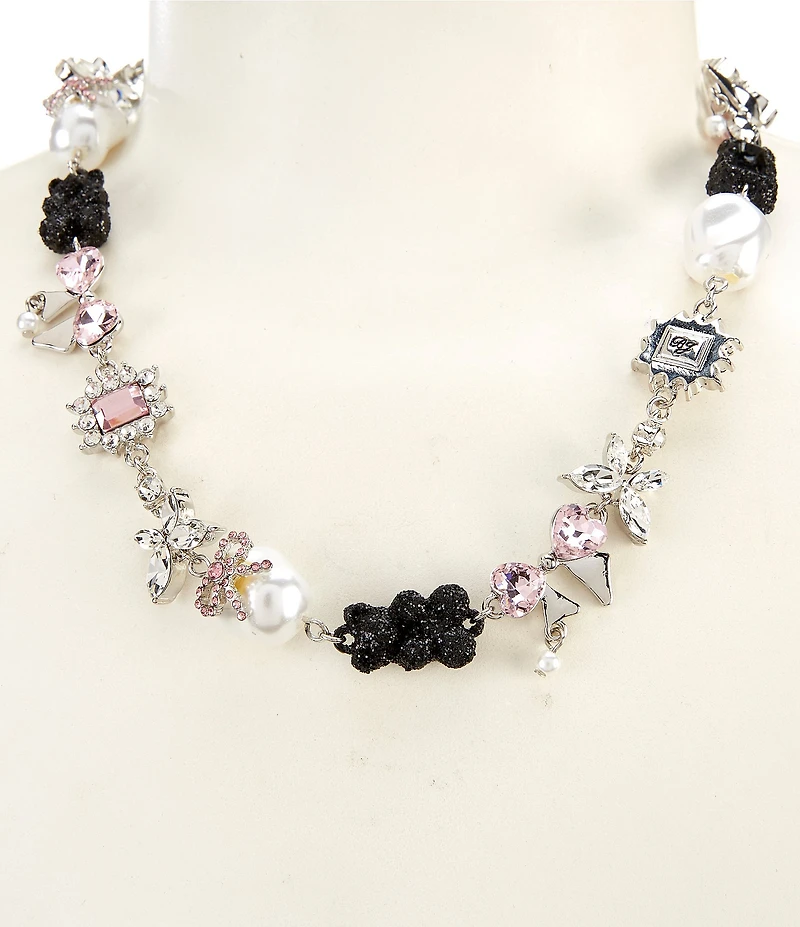 Betsey Johnson Teddy Bead Charm Collar Necklace
