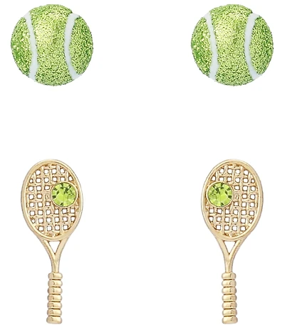 Betsey Johnson Tennis Racquet & Ball Duo Stud Earring Set