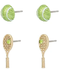 Betsey Johnson Tennis Racquet & Ball Duo Stud Earring Set