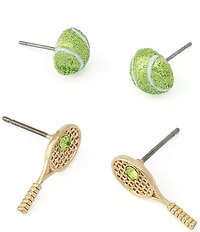 Betsey Johnson Tennis Racquet & Ball Duo Stud Earring Set