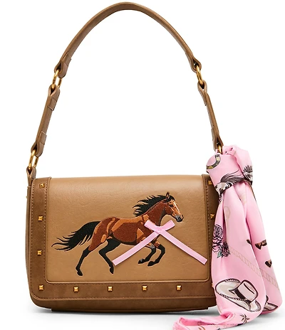 Betsey Johnson The Mane Event Embroidered Horse Western Scarf Shoulder Bag