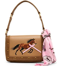 Betsey Johnson The Mane Event Embroidered Horse Western Scarf Shoulder Bag