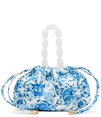 Betsey Johnson Toile Beaded Handle Drawstring Pouch Shoulder Bag