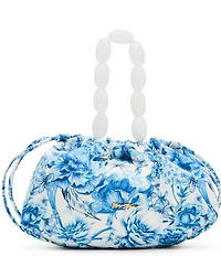 Betsey Johnson Toile Beaded Handle Drawstring Pouch Shoulder Bag