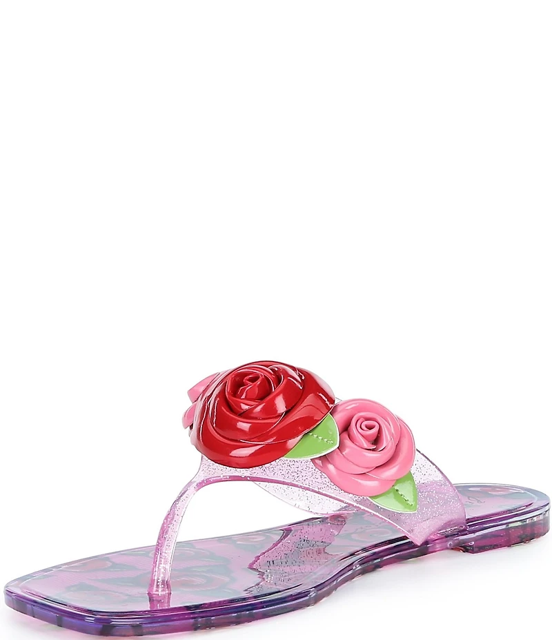 Betsey Johnson Trenten Rose Jelly Thong Sandals