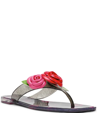 Betsey Johnson Trenten Rose Jelly Thong Sandals