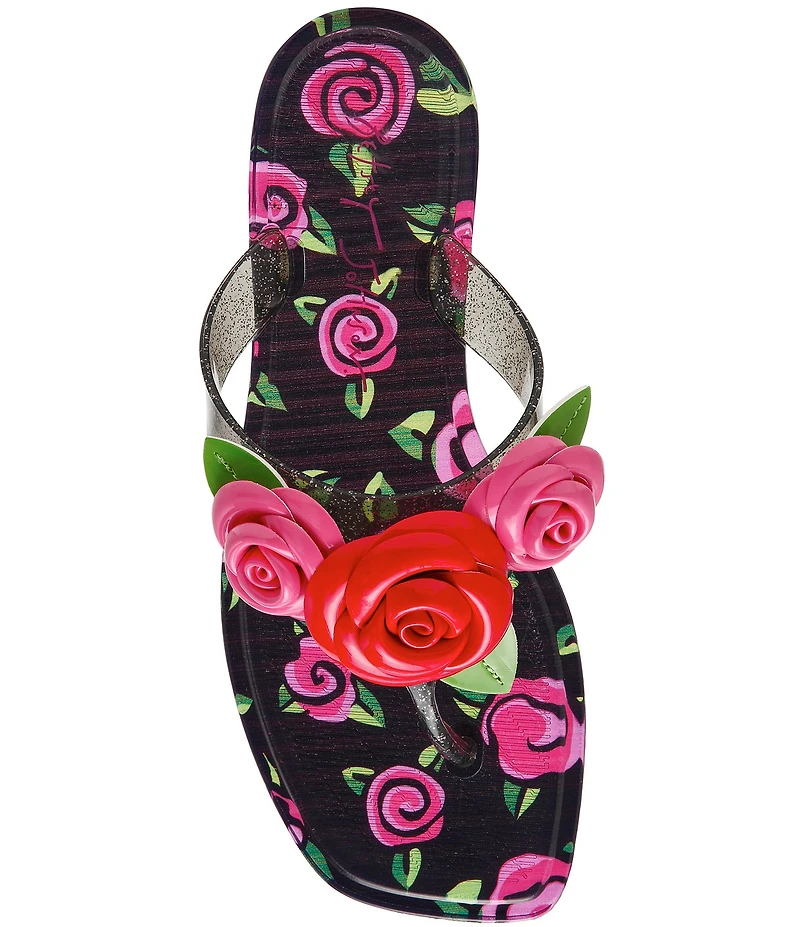 Betsey Johnson Trenten Rose Jelly Thong Sandals