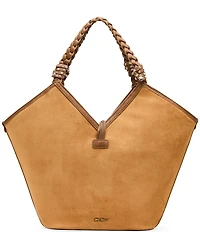 Betsey Johnson Tulip Suede Horseshoe Charm Studded Fringe Tote Bag
