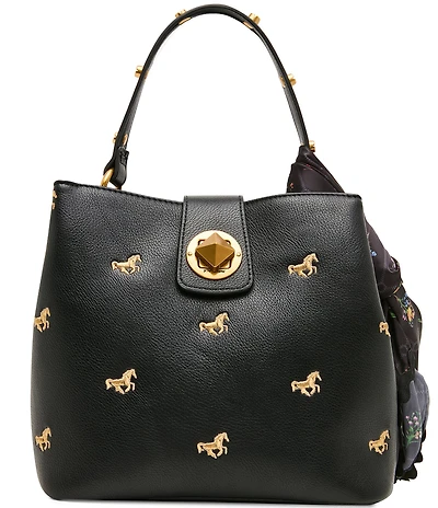 Betsey Johnson Unbridaled Horse Embroidered Turnlock Bucket Bag