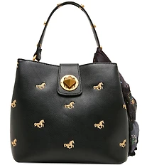 Betsey Johnson Unbridaled Horse Embroidered Turnlock Bucket Bag
