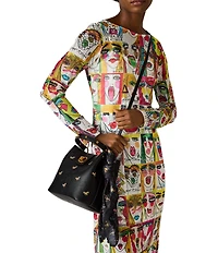 Betsey Johnson Unbridaled Horse Embroidered Turnlock Bucket Bag