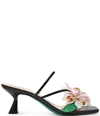 Betsey Johnson Wells Beaded Floral Kitten Heel Dress Slide Sandals