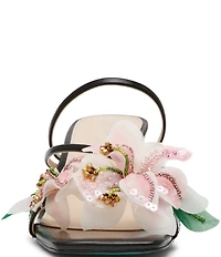 Betsey Johnson Wells Beaded Floral Kitten Heel Dress Slide Sandals