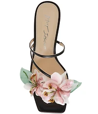Betsey Johnson Wells Beaded Floral Kitten Heel Dress Slide Sandals
