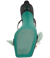 Betsey Johnson Wells Beaded Floral Kitten Heel Dress Slide Sandals