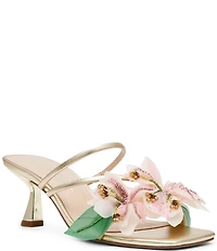 Betsey Johnson Wells Beaded Floral Kitten Heel Dress Slide Sandals