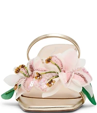 Betsey Johnson Wells Beaded Floral Kitten Heel Dress Slide Sandals