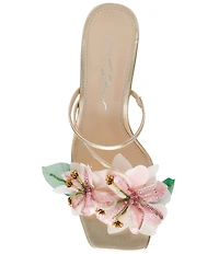 Betsey Johnson Wells Beaded Floral Kitten Heel Dress Slide Sandals