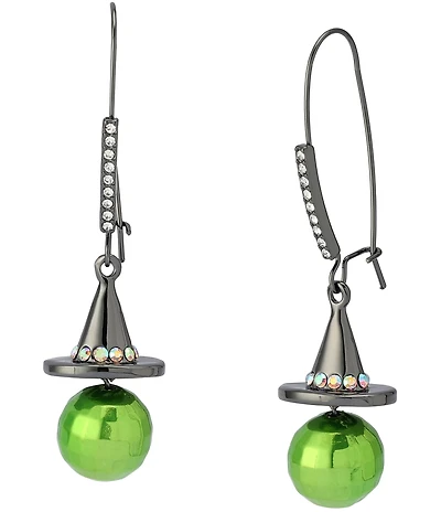 Betsey Johnson Witch Hat Disco Ball Dangle Drop Earrings
