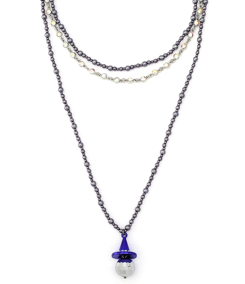 Betsey Johnson Witch Hat Disco Ball Pendant Short Multi-Strand Necklace