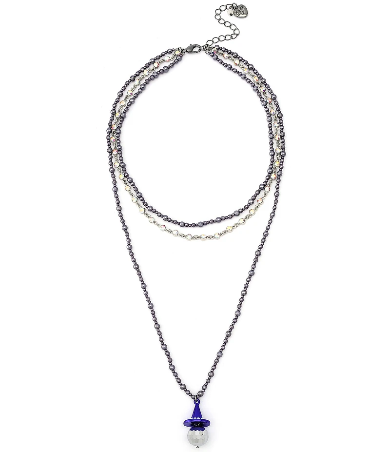 Betsey Johnson Witch Hat Disco Ball Pendant Short Multi-Strand Necklace