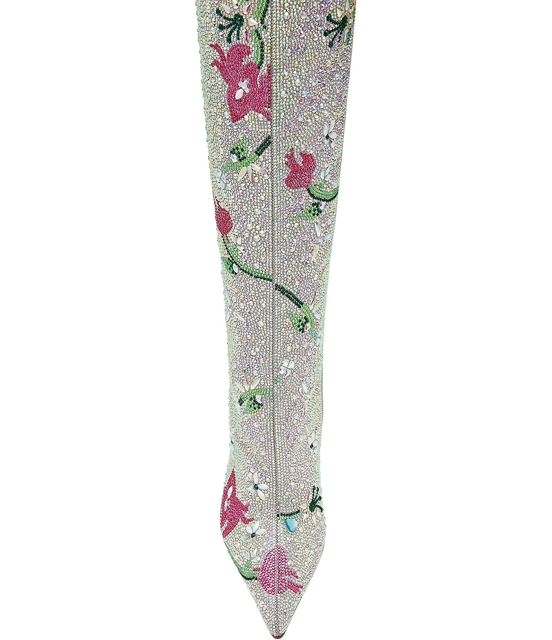 Betsey Johnson x Paris Hilton Rio Rhinestone Embellished Floral Tall Boots