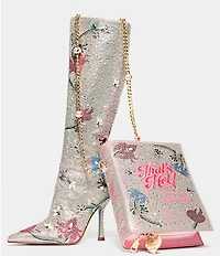Betsey Johnson x Paris Hilton Rio Rhinestone Embellished Floral Tall Boots