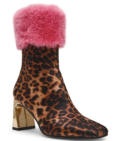 Betsey Johnson x Paris Hilton Vita Leopard Faux Fur Cuff Booties
