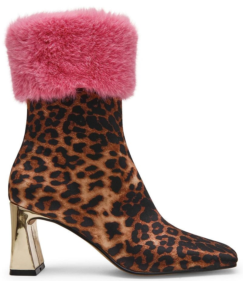 Betsey Johnson x Paris Hilton Vita Leopard Faux Fur Cuff Booties