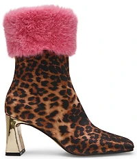 Betsey Johnson x Paris Hilton Vita Leopard Faux Fur Cuff Booties