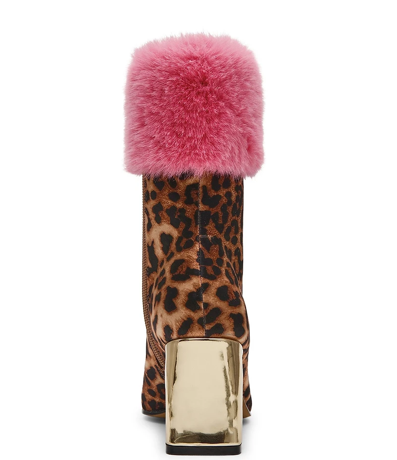 Betsey Johnson x Paris Hilton Vita Leopard Faux Fur Cuff Booties