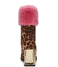 Betsey Johnson x Paris Hilton Vita Leopard Faux Fur Cuff Booties