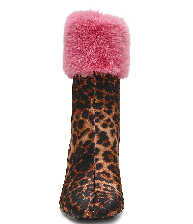 Betsey Johnson x Paris Hilton Vita Leopard Faux Fur Cuff Booties