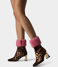 Betsey Johnson x Paris Hilton Vita Leopard Faux Fur Cuff Booties