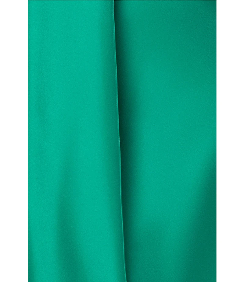 Betsy & Adam Asymmetrical Neck Sash Satin Gown