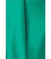 Betsy & Adam Asymmetrical Neck Sash Satin Gown