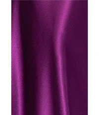 Betsy & Adam Charmeuse Halter Neck Sleeveless Back Bow Fit and Flare Gown