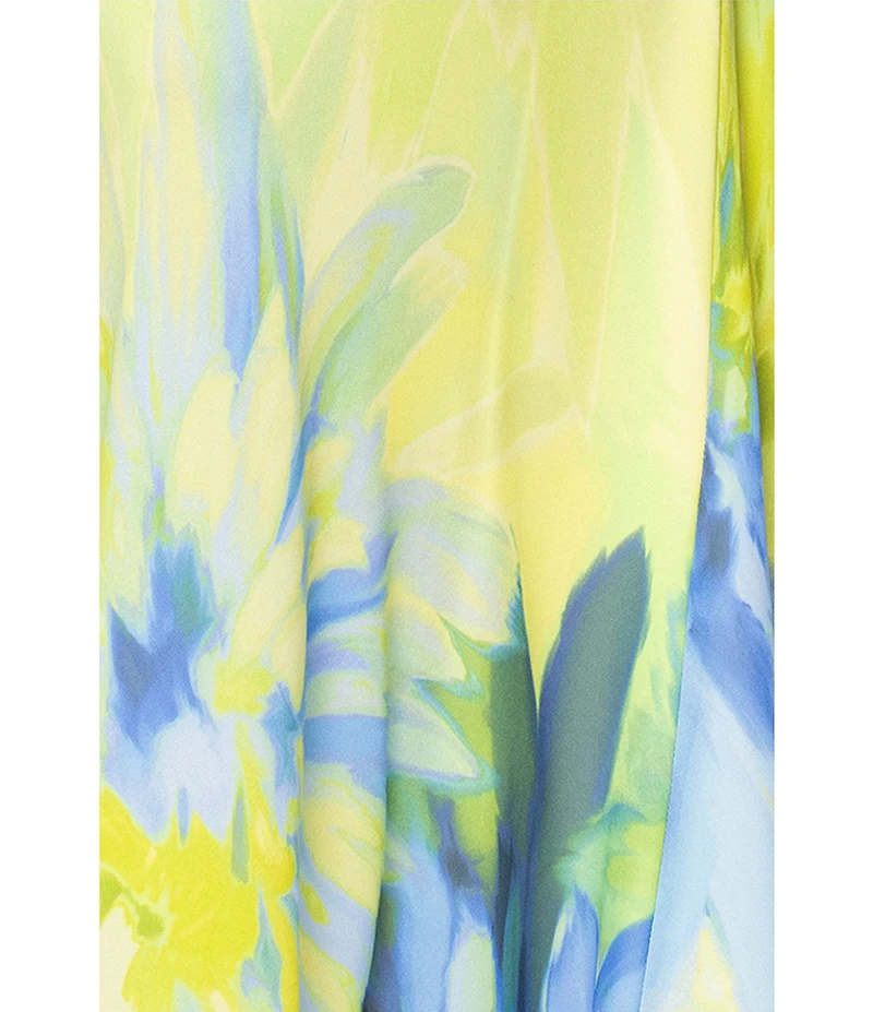 Betsy & Adam Chiffon Floral Print Cowl Neck Sleeveless Sheath Gown