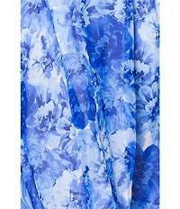 Betsy & Adam Chiffon Floral Print V-Neck Sleeveless A-Line Gown