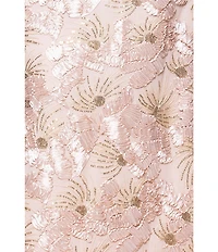 Betsy & Adam Floral Sequin Soutache Halter Sleeveless A-Line Gown