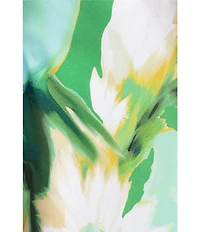 Betsy & Adam Hammered Satin Printed V Neck Long Dress