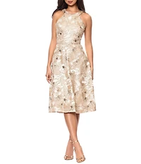 Betsy & Adam Knee Length Halter Soutache Dress