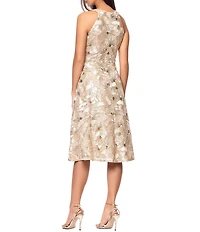 Betsy & Adam Knee Length Halter Soutache Dress