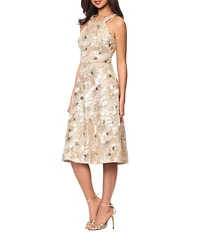 Betsy & Adam Knee Length Halter Soutache Dress