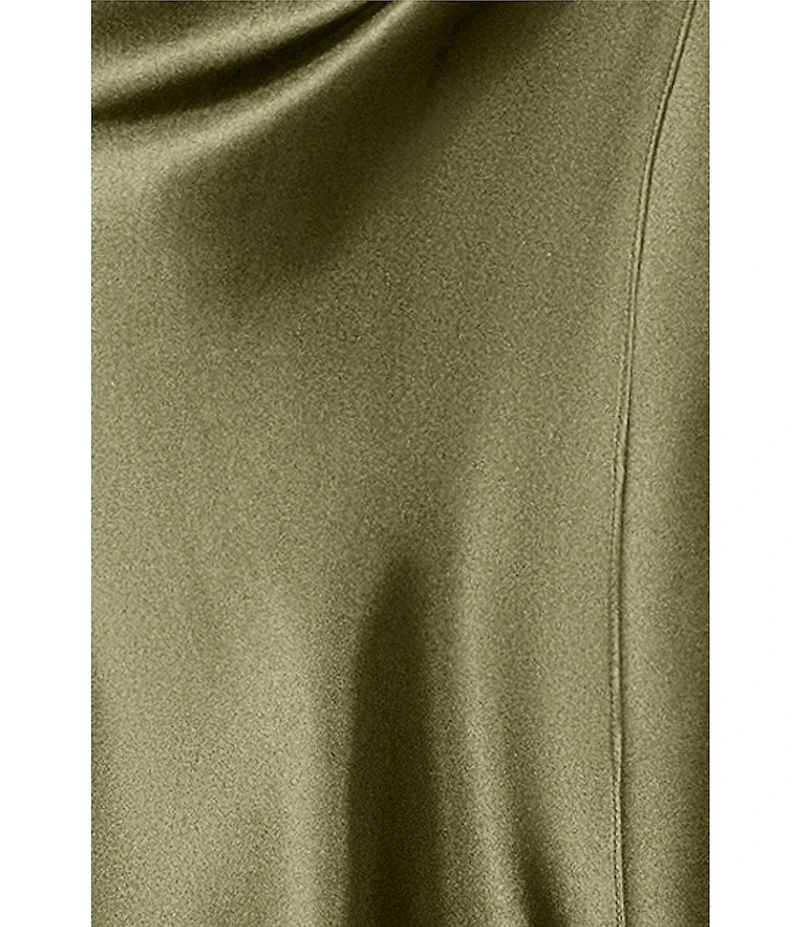 Betsy & Adam Long Charmeuse Tie Neck Blouson Gown