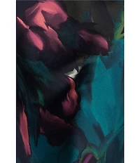 Betsy & Adam Long Hammered Satin Abstract Print Dress