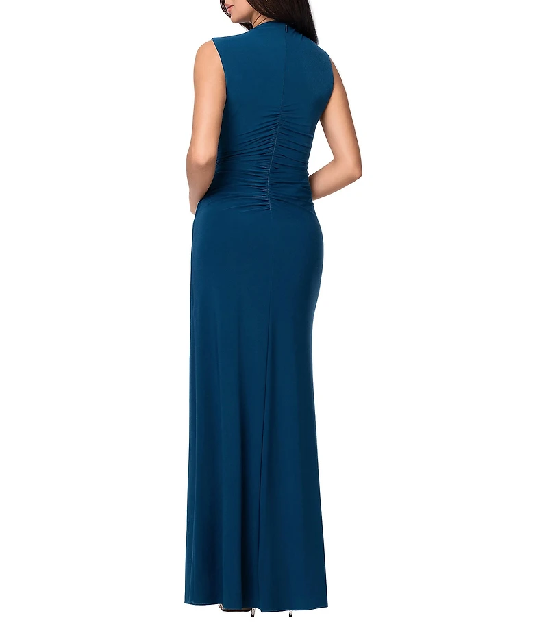 Betsy & Adam Long Jersey Knit Rouched Dress