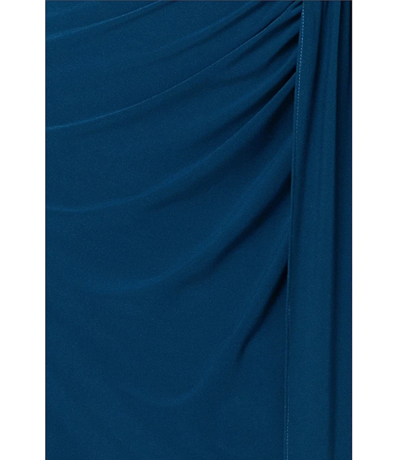 Betsy & Adam Long Jersey Knit Rouched Dress