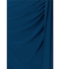 Betsy & Adam Long Jersey Knit Rouched Dress