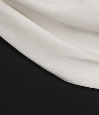 Betsy & Adam Long Scuba Crepe Dress With Taffeta Off The Shoulder Twist Top